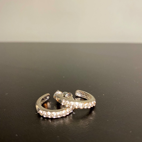 Sterling Silver and Diamond Hoop Earrings - Picture 3 of 4